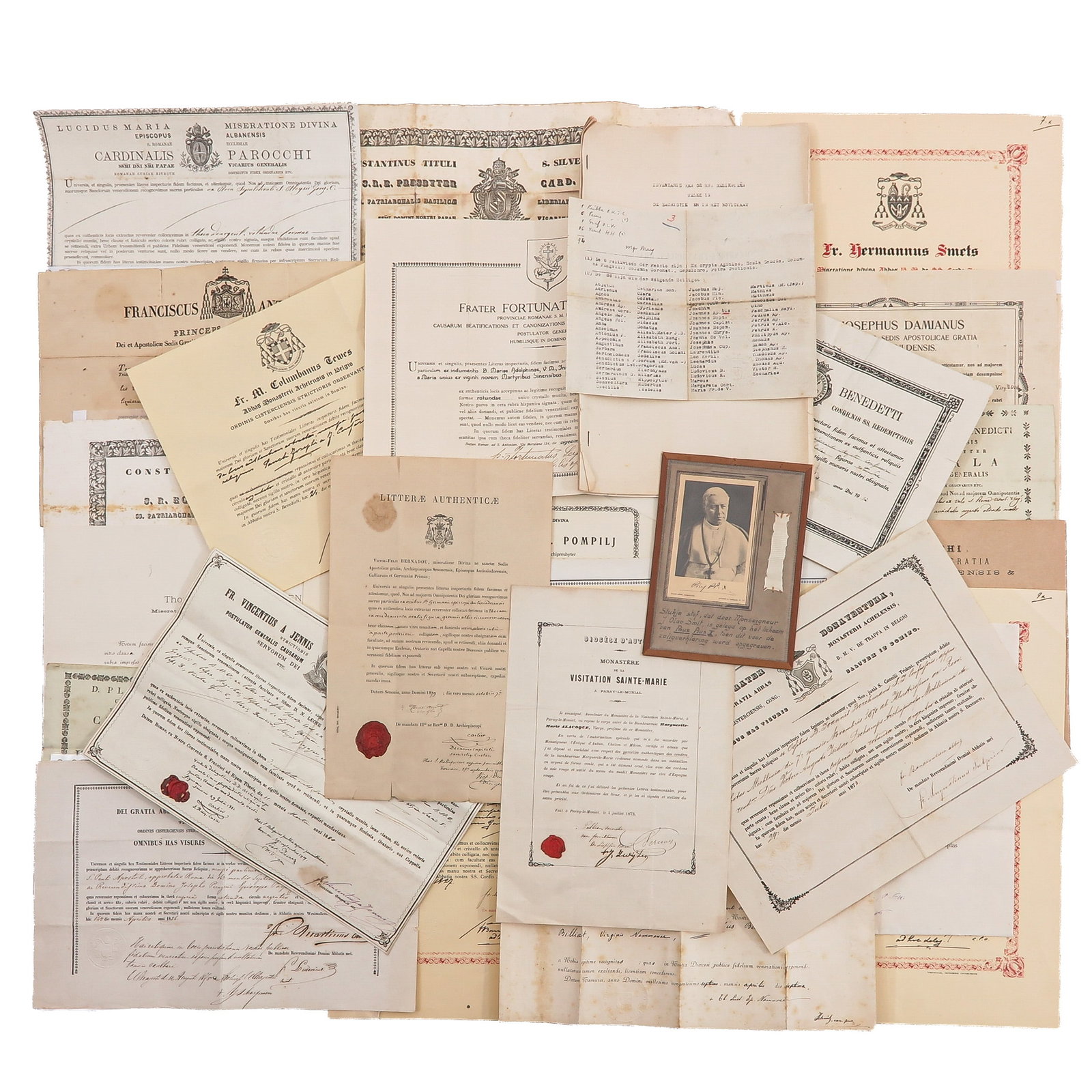 A Large Collectin of Religious Documents and Relic Certificates: consisting of a large collection of religious documents, including certificates for relics