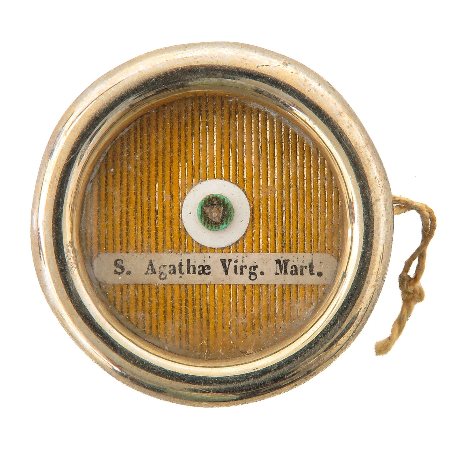 A Sealed Theca: containing relic of Saint Agatha (231-251), virgin and martyr, patron saint of Sicily, Catania, breast diseases, nurses, bell ringers, goldsmiths and protection against fire and volcanic eruptions,