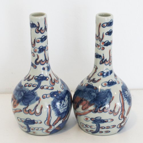Lot of 2 Chinese Pipe Vases: Lot of 2 Chinese Pipe Vases