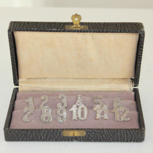Vintage Box with Silver Numbers: circa 1920