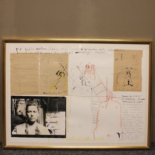 Anton Heyboer Artwork with Photo Collage: Signed, 110 x 81 cm