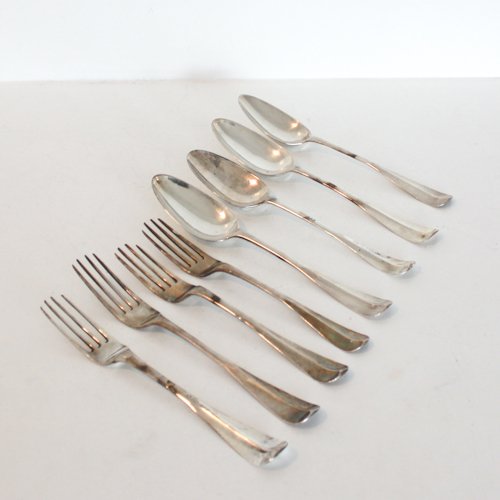 Lot of Silver Cutlery: 4 pcs cutlery, forks and spoons, 18th century, silver