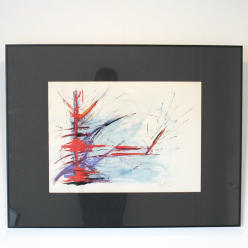 George Mathieu Watercolor: water-colour and mixed media, 55 x 38 cm