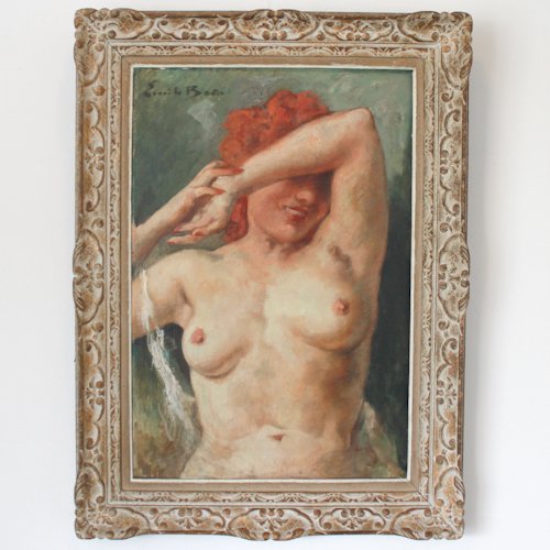 Signed E. Bero Nude Oil on Canvas: 47 x 70 cm
