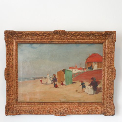 Signed Elliot Oil on Canvas: depicting Beach Scene