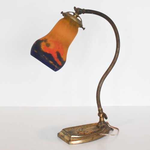 Signed Muller Freres Luneville Table Lamp: 37 x 25 x 9