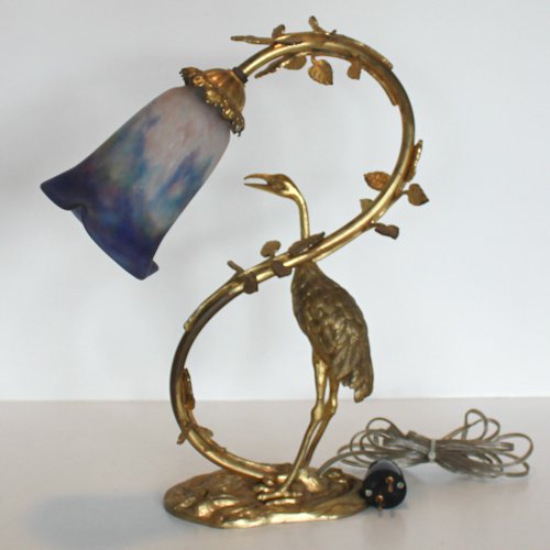 Muller Freres Luneville Bronze Table Lamp: 41 x 29 x 13 cm