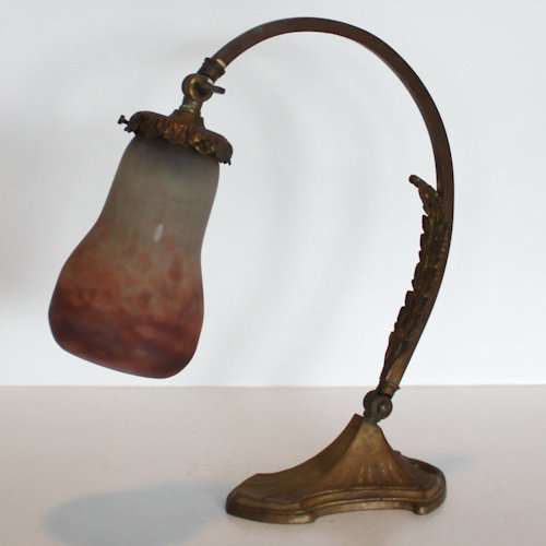 Signed Muller Freres Luneville Table Lamp: 33 x 27 x 11