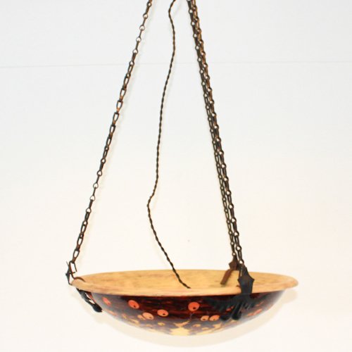 Signed Le Verre Francais Cameo Hanging Lamp: 80 x 45 x 45 cm