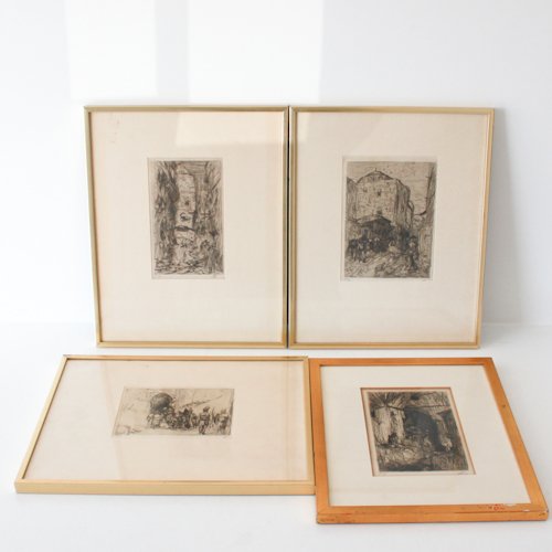 Lot of 4 Etchings by Marius Bauer: Lot of 4 Etchings by Marius Bauer