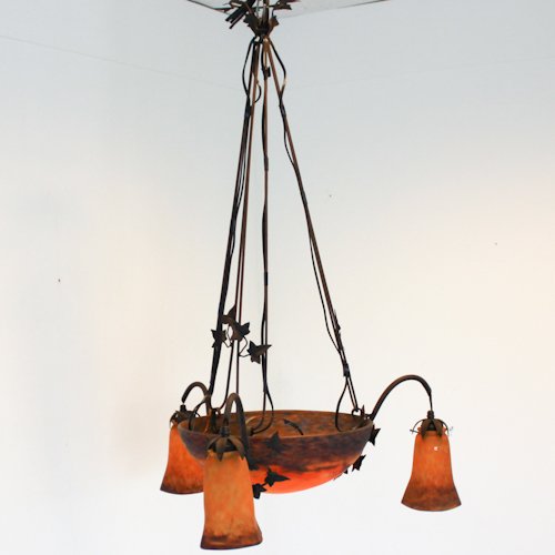 Signed Muller Freres Luneville Chandelier: 64 x 64 x 100