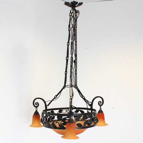 Signed Daum Nancy Chandelier: 67 x 67 x 105 cm
