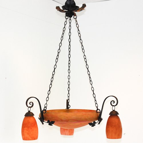 Signed Daum Nancy Chandelier: 60 x 60 x 85 cm