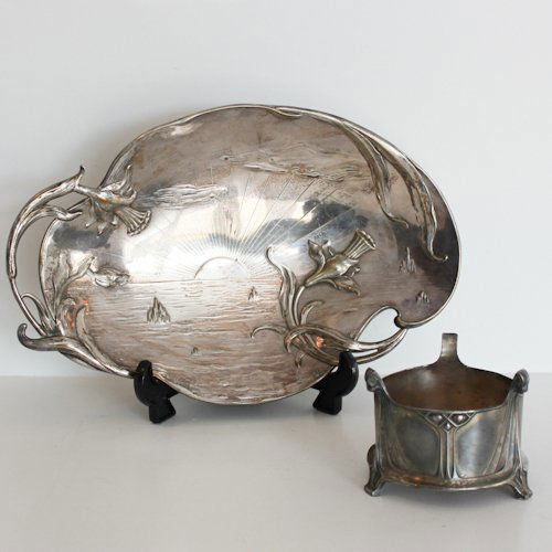 WMF Silverplate Tray and Wine Bottle Holder: 33 x 20 x 5 cm