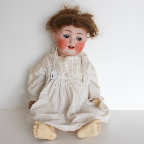 German Antique Bisque & Compo Flirty Eye Doll: marked C.P. Germany, circa 1910, 55 cm tall
