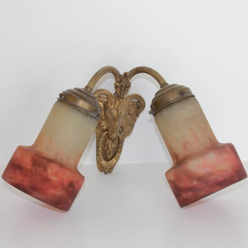 Art Nouveau Signed Muller Freres Wall Sconce: globes signed Muller Freres, 25 x 20 x 20 cm