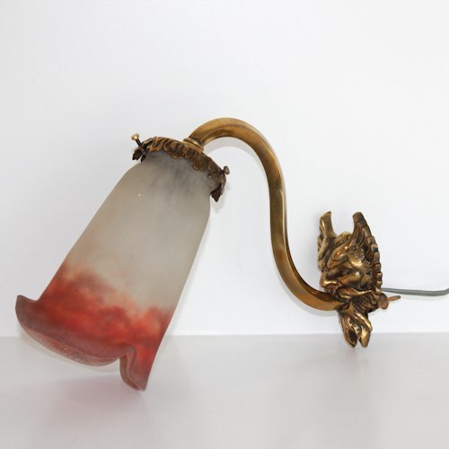 Art Nouveau Signed Muller Freres Wall Sconce: globe signed Muller Freres, 25 x 20 x 10 cm