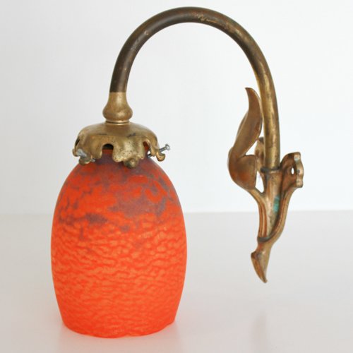 Art Nouveau Signed Daum Nancy Wall Sconce: globe signed Daum Nancy, 23 x 20 x 10 cm