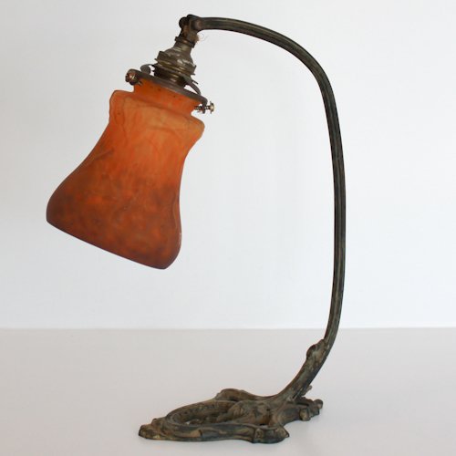 Art Nouveau Signed Muller Freres Table Lamp: globe signed Muller Freres, 34 x 24 x 12 cm