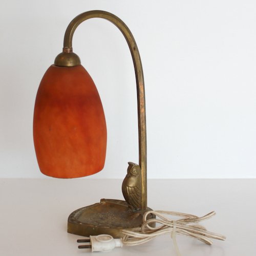 Art Nouveau Signed Daum Nancy Table Lamp: globe signed Daum Nancy, 30 x 16 x 13 cm