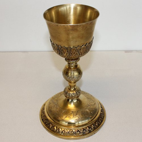 Silver 19th Century Gold Plate Over Silver Chalice: 15 cm in diameter, 24 cm tall