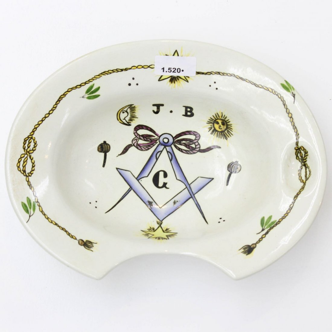 18th / 19th Century Free Mason Barber's Bowl: Depicting free mason sign, 27 cm in diameter.