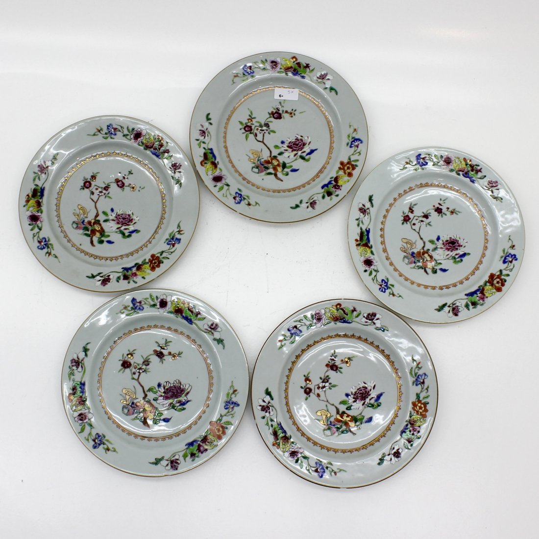 5 18th Century Family Rose China Porcelain Plates (1 of 2)