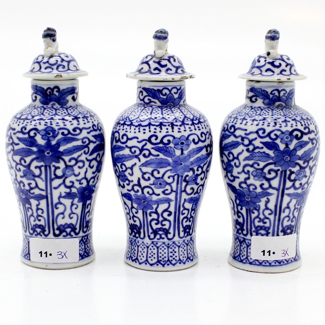 Lot of 3 China Porcelain Lidded Baluster Vases (1 of 6)