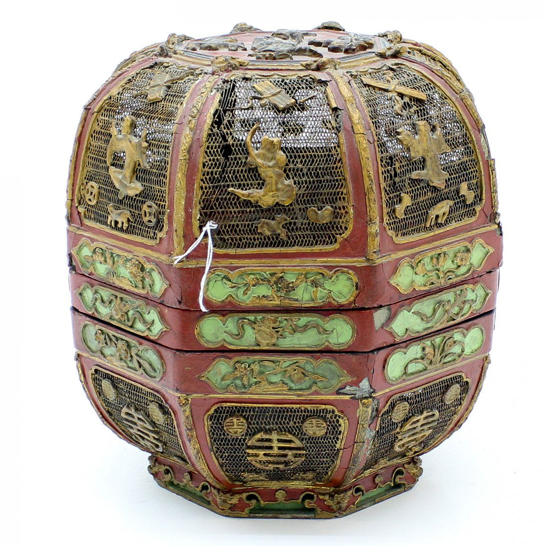 19th Century Chinese Painted Lacquer Stacking Food (1 of 6)