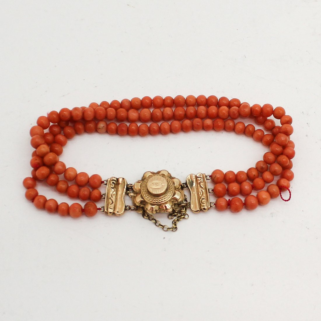 3 Strand Red Coral Bracelet with 14KG Clasp (1 of 1)