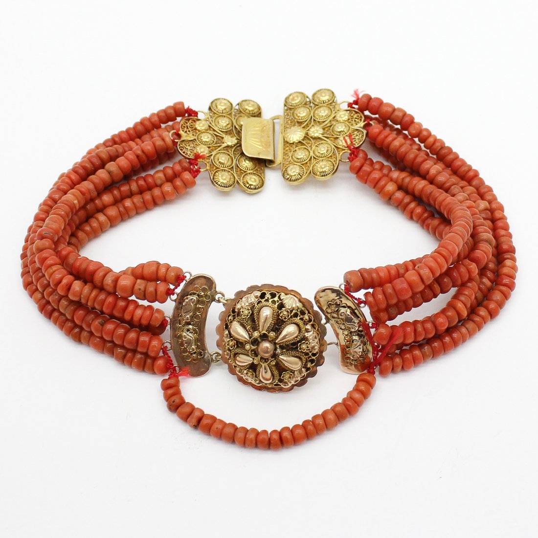 A Rare 19th Century 6 Strand Red Coral Necklace Double (1 of 4)