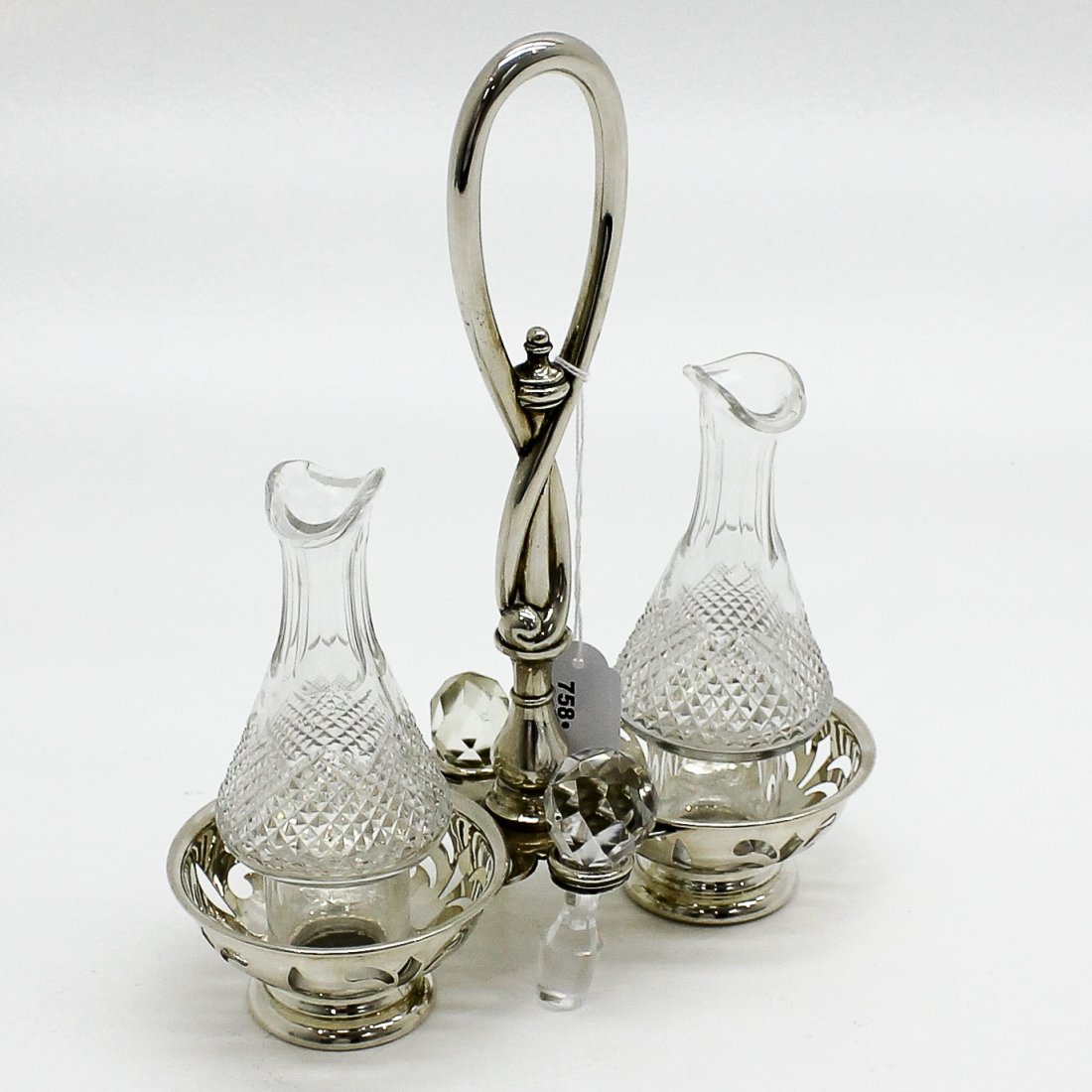 19th Century Crystal and Silver van Kempen Cruet Set (1 of 2)