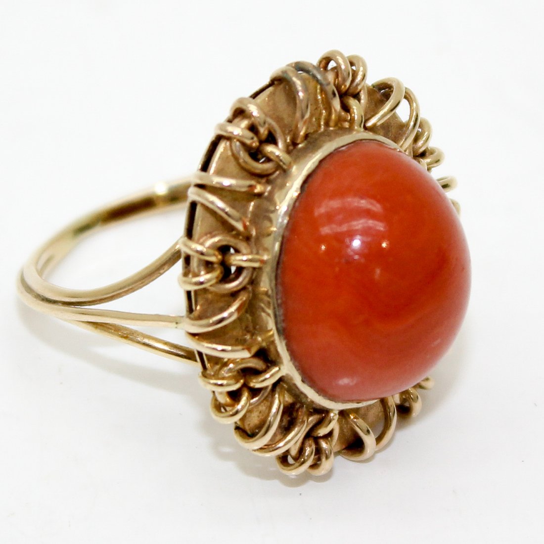 Beautiful 14KG Large Red Coral Ring (1 of 1)