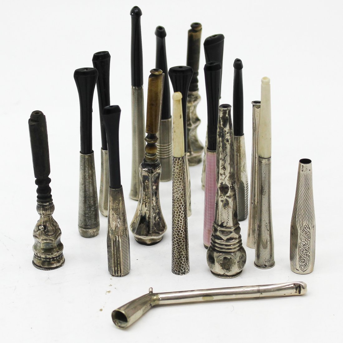 Lot of Dutch Silver Vintage Cigarette Pipe Holders (1 of 1)
