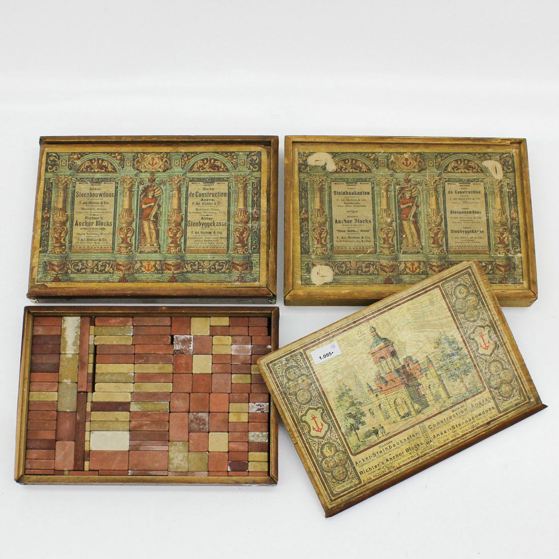 Lot of 3 Antique Boxes with Anchor Block Toys (1 of 1)