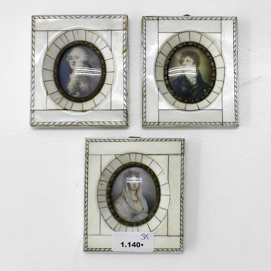 Lot of 3 Miniature Portraits (1 of 2)