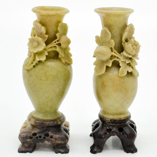 LOT OF 2 SOAPSTONE VASES (1 of 4)