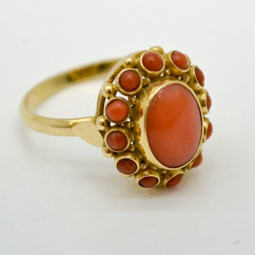 14KG RING SET WITH RED CORAL (1 of 1)