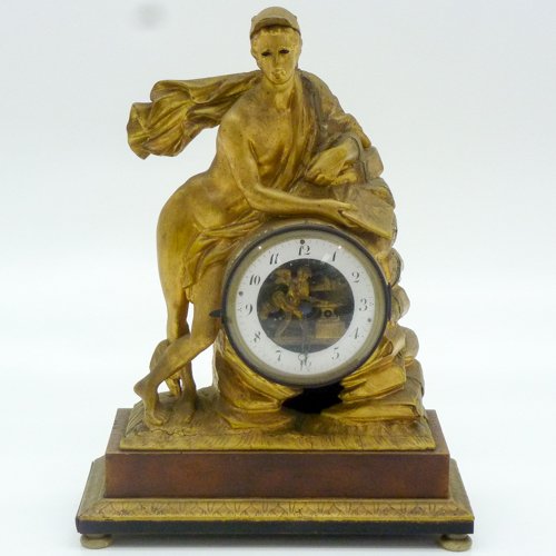 19th CENTURY CARVED GOLD GILT WOOD MANTEL CLOCK (1 of 2)