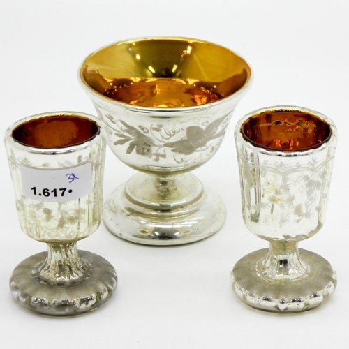 LOT OF 3 19TH CENTURY SILVER PLATED GLASS: Lot of 3.