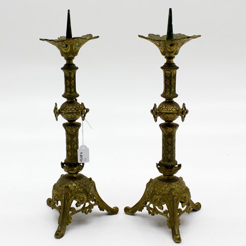 LOT OF 2 19th CENTURY ALTAR CANDLESTICKS (1 of 2)