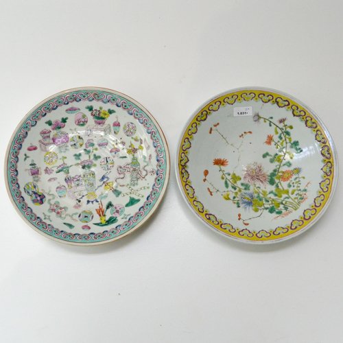 LOT OF 2 19th CENTURY POLYCHROME CHINA PORCELAIN PLATES (1 of 2)