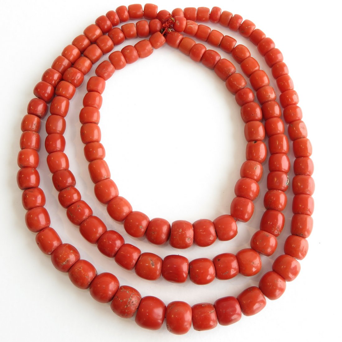 19th Century 3 Strand Red Coral Necklace (1 of 3)