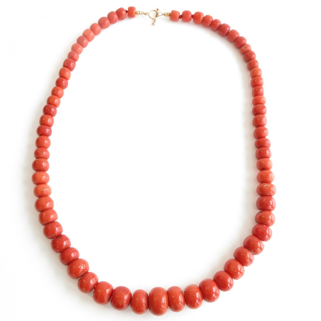 19th Century Large Red Coral Necklace with 14KG Clasp (1 of 3)