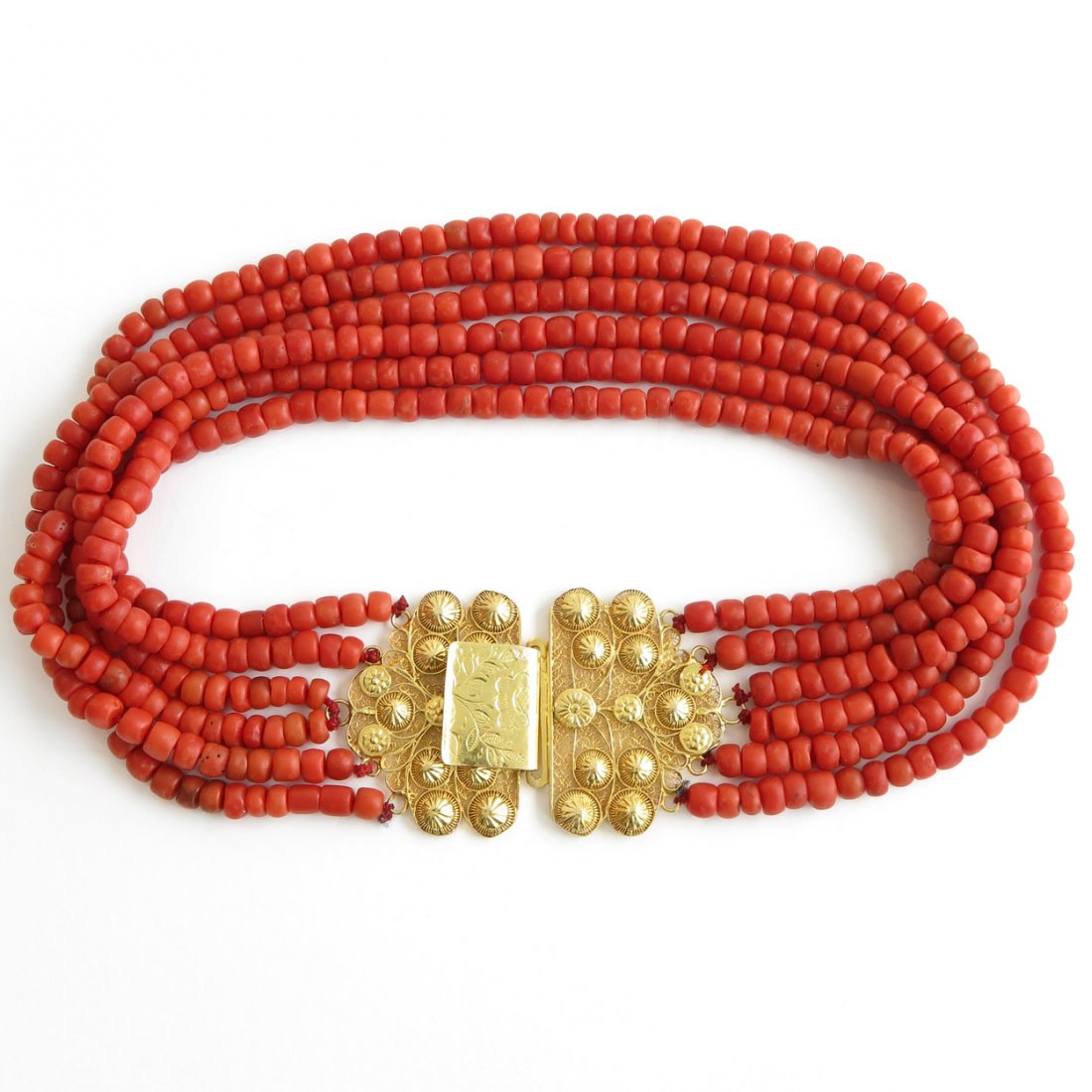 19th Century Red Coral Necklace 14KG Clasp (1 of 4)