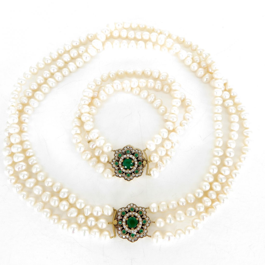 Pretty 3 Strand Pearl Necklace with Silver Clasp (1 of 1)