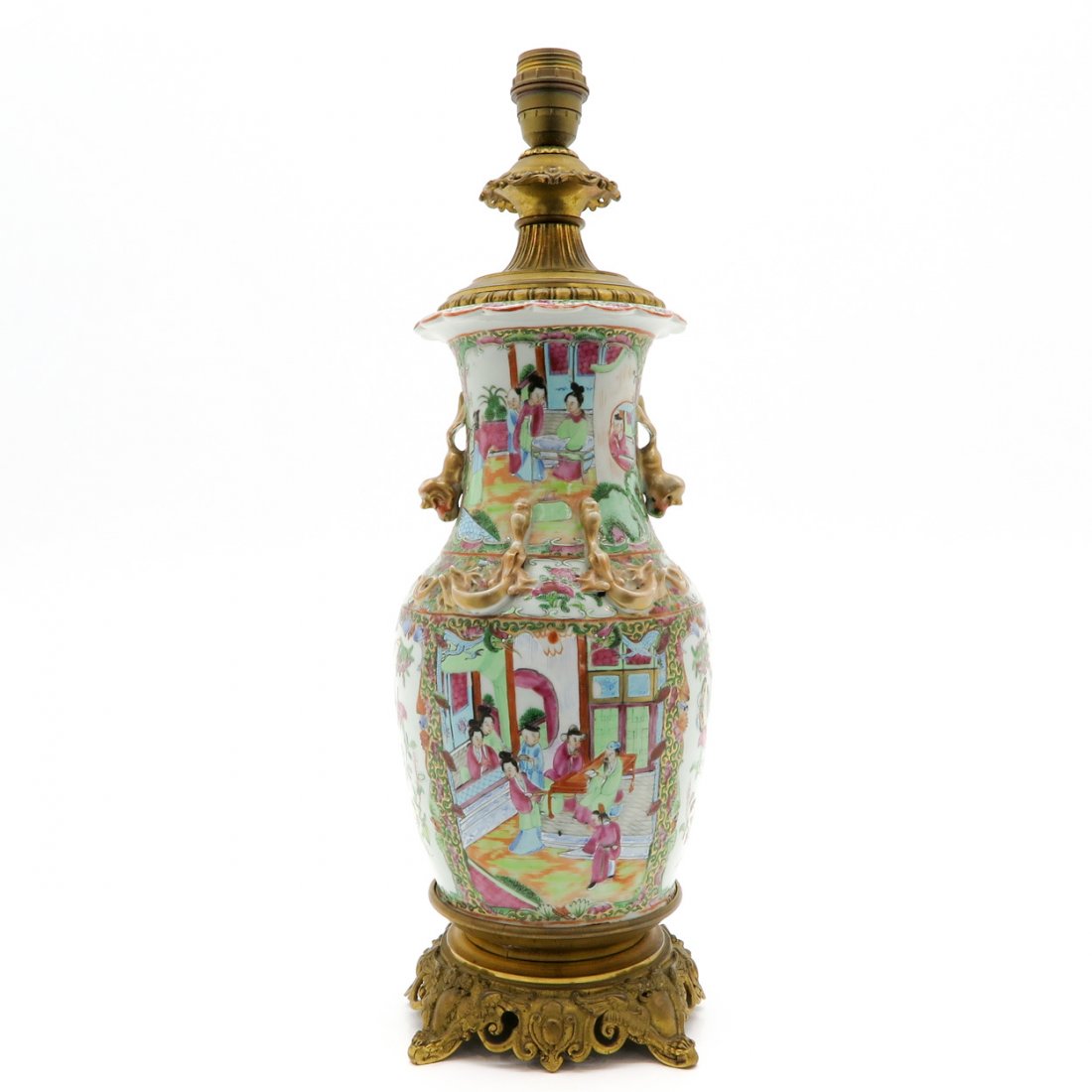 19th Century Cantonese China Porcelain Lamp (1 of 7)
