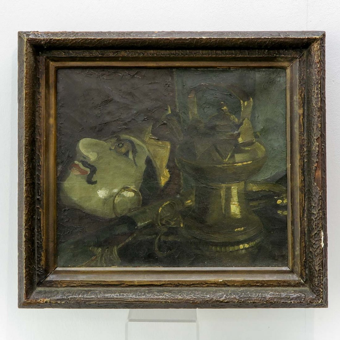 Oil on Canvas Indonesian Scene: Still life depicting Indonesian mask, 36 x 30 cm.