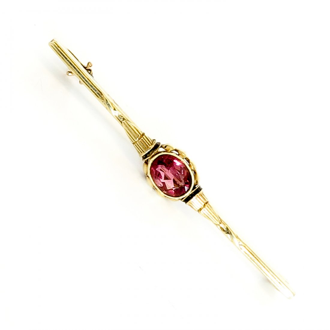 14KG Brooch Set with Rose Colored Topaz (1 of 1)