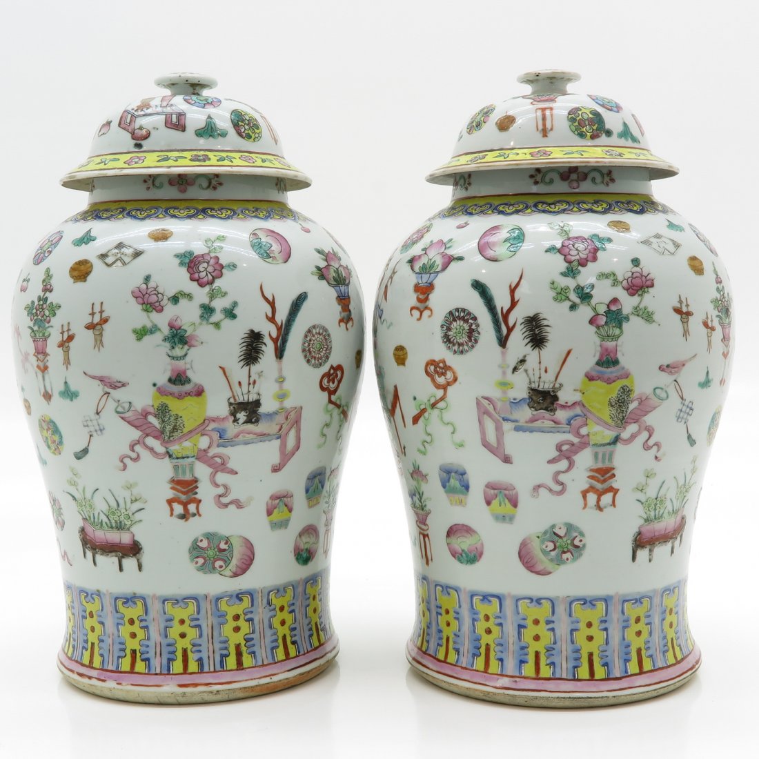 19th Century China Porcelain Lidded Vases (1 of 6)